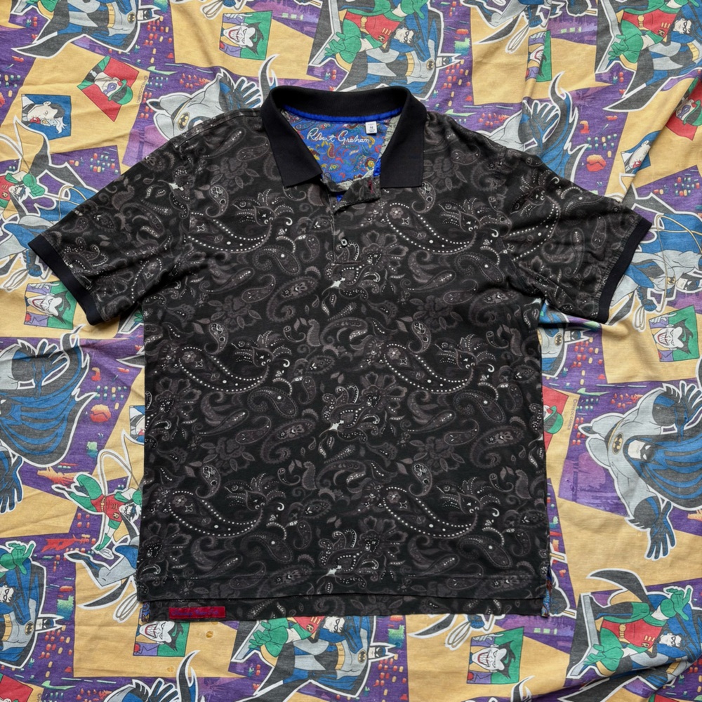 Robert Graham Men’s Black Paisley Polo Shirt